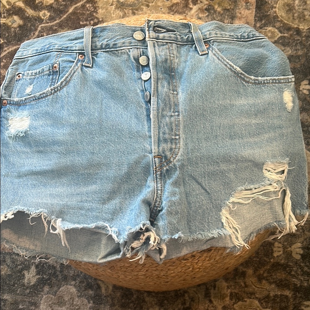 Levi's Light Blue Distressed Jean Shorts